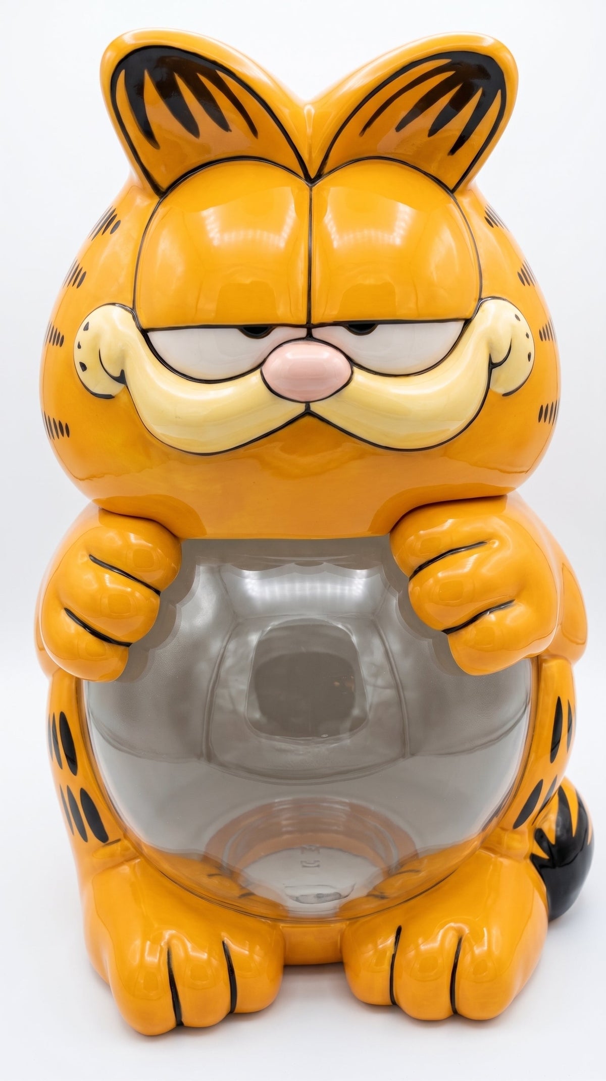 Hawkeye Corp. Garfield Aquarium, circa 1990: an 18-inch plastic Garfield with a clear two-gallon fishbowl set into his belly