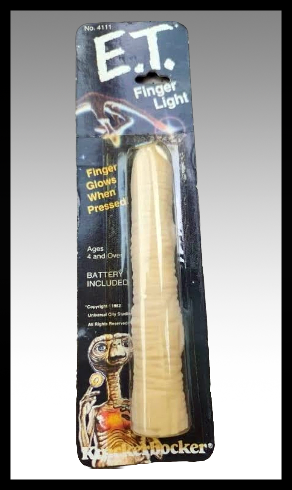E.T. Finger Light, Knickerbocker No. 4111, 1982, mint on card