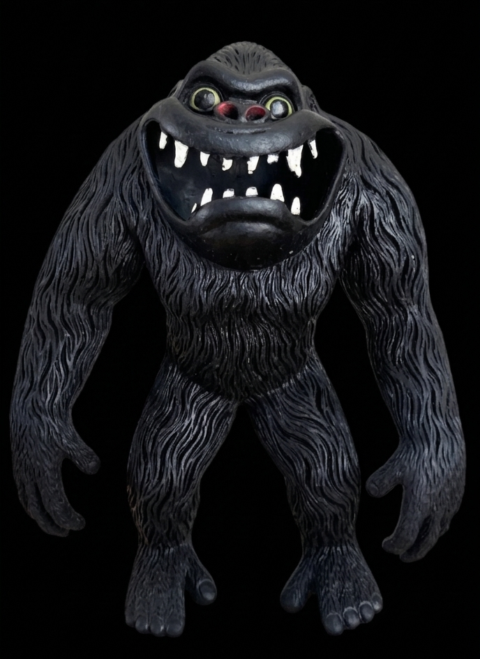 Vintage 1970s Gigantor gorilla rubber jiggler, 8 inches, made in Hong Kong