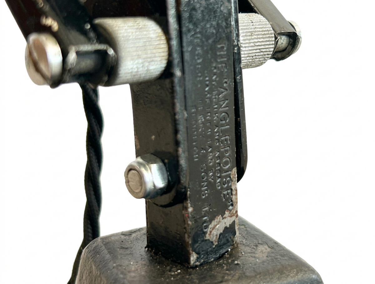 The maker's marking on the base of an Anglepoise lamp