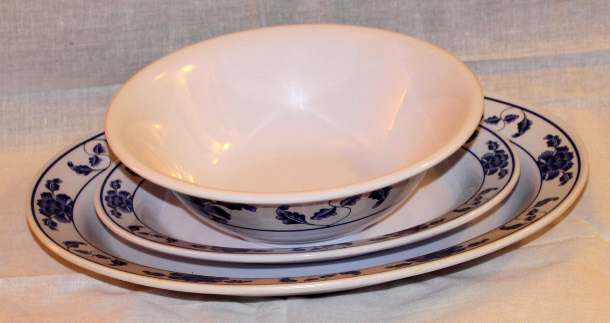 A set of colorful vintage melamine dinnerware