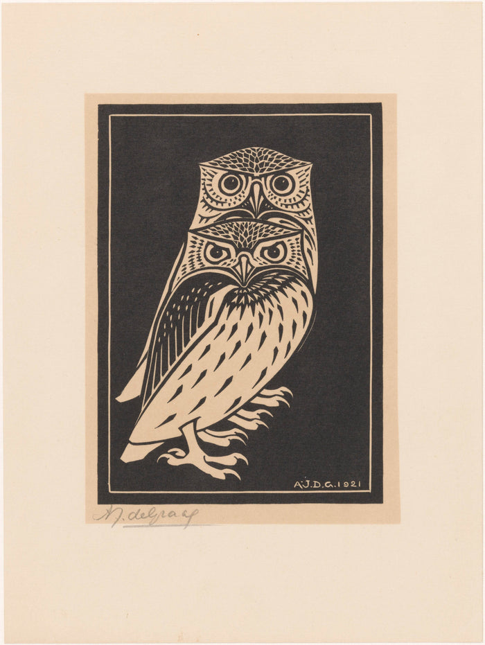 Two owls, a 1921 woodcut by Julie de Graag. Rijksmuseum, Amsterdam.