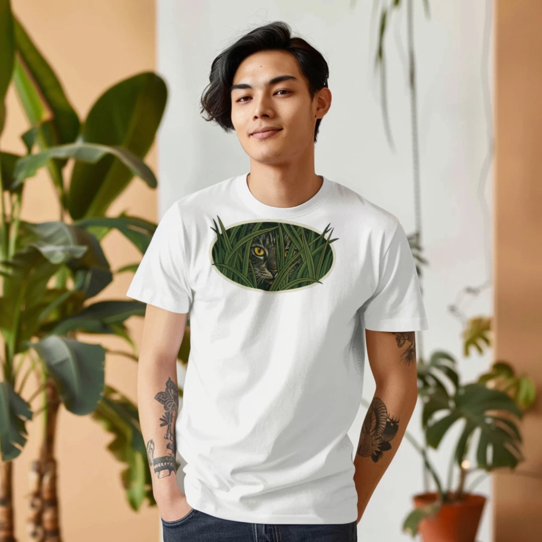 Vintage cat folk-art illustration tee — Owl and Twig Vintage