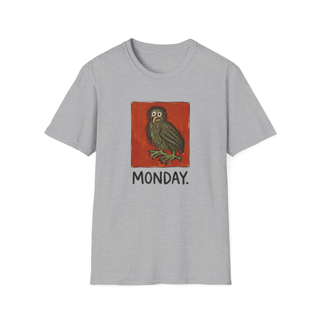 Monday Owl T‑Shirt – Funny Moody Bird Graphic Tee