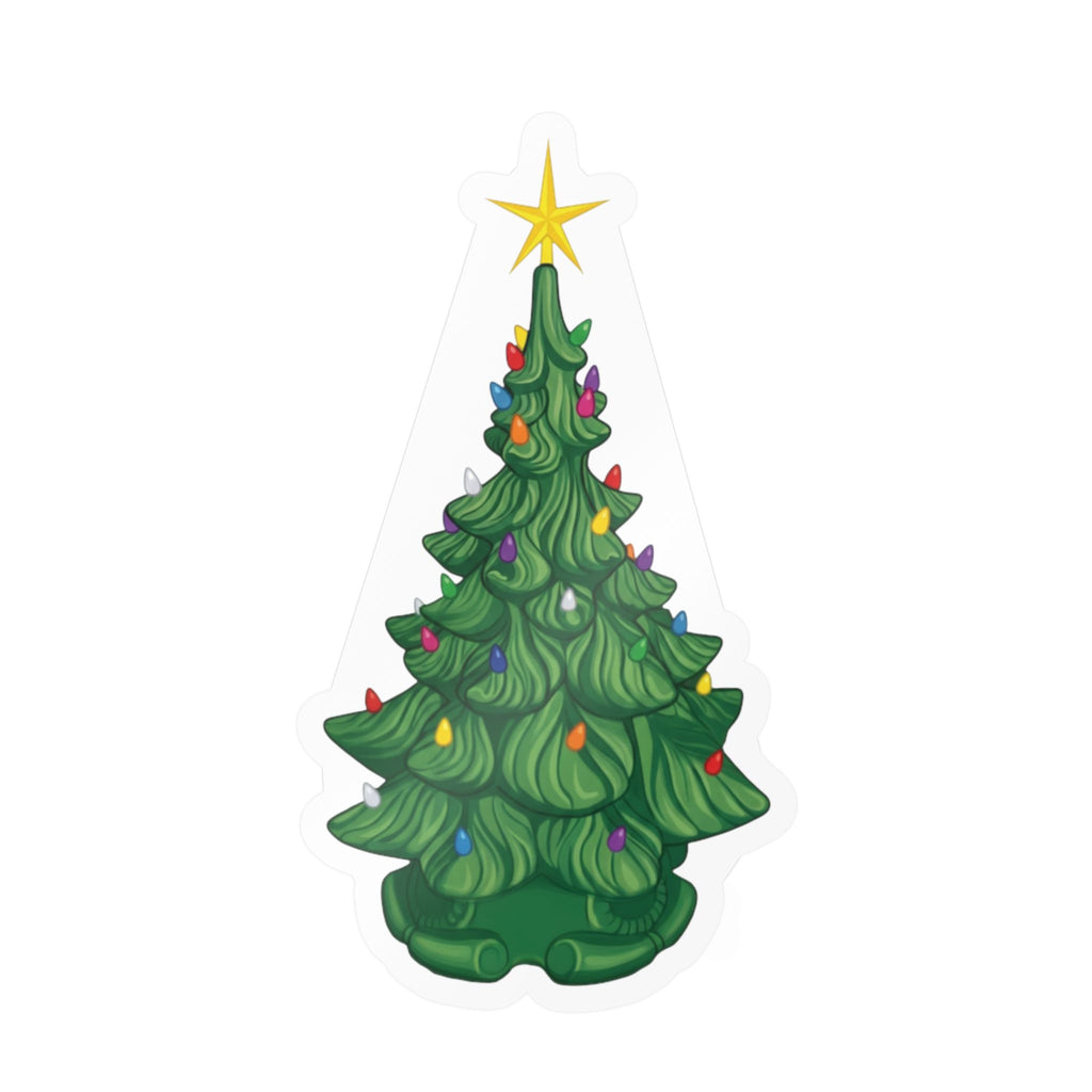 Vintage Ceramic Christmas Tree Sticker — Kiss-Cut Vinyl Decal for Laptops, Water Bottles & Windows
