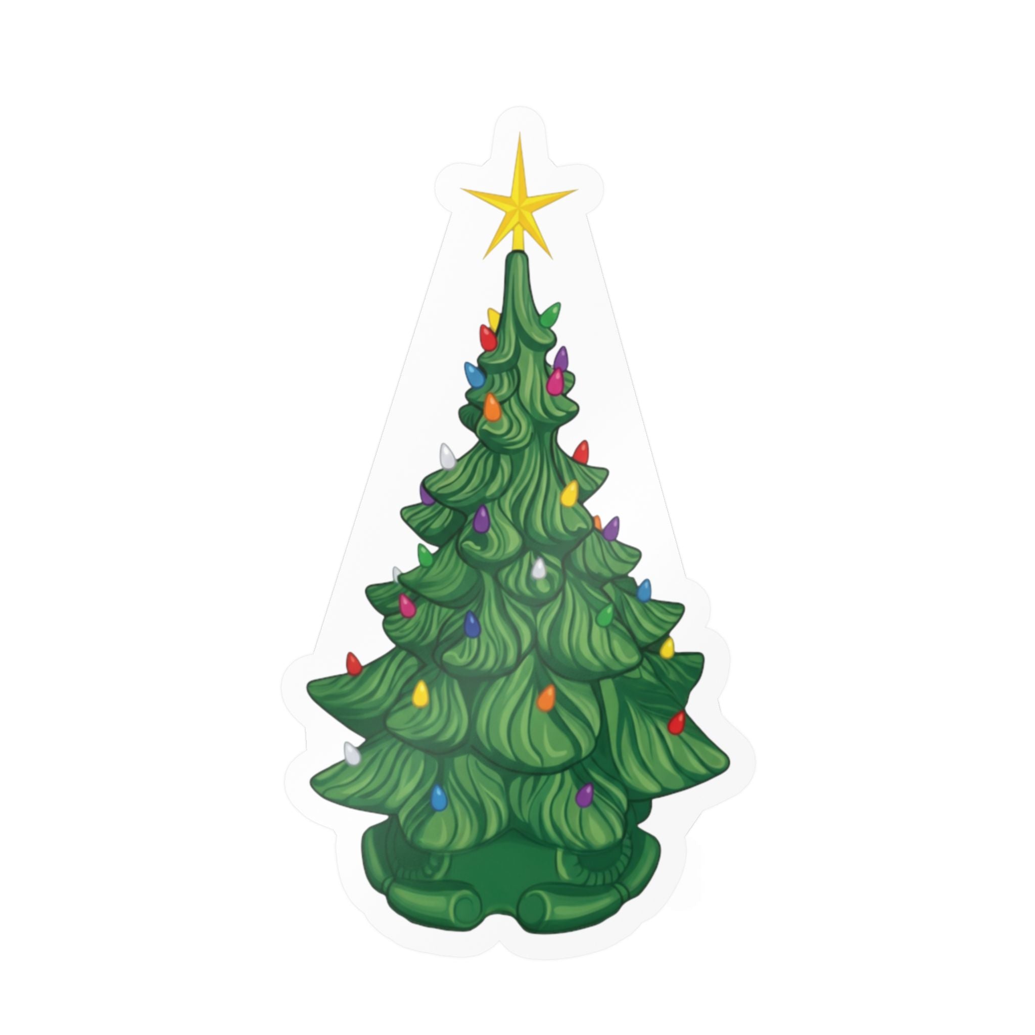 Vintage Ceramic Christmas Tree Sticker — Kiss-Cut Vinyl Decal for Laptops, Water Bottles & Windows