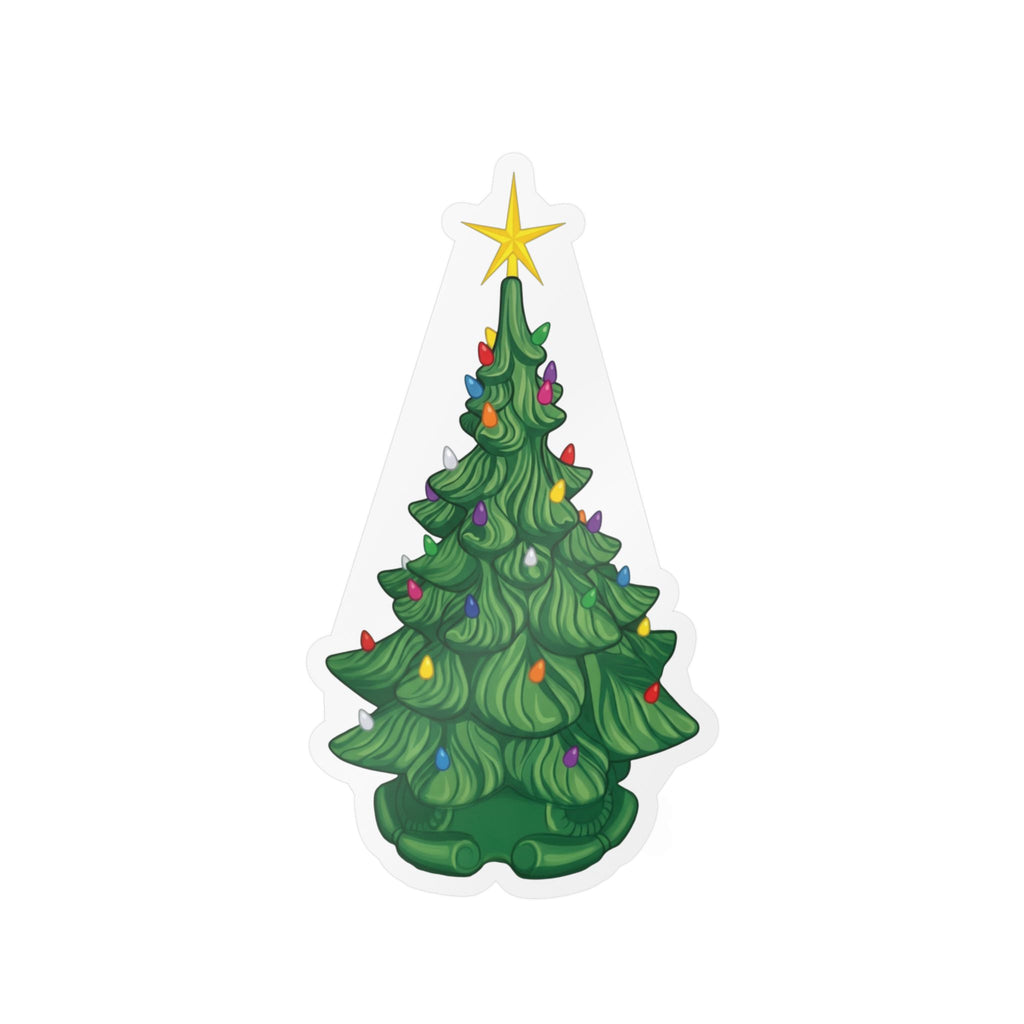 Vintage Ceramic Christmas Tree Sticker — Kiss-Cut Vinyl Decal for Laptops, Water Bottles & Windows