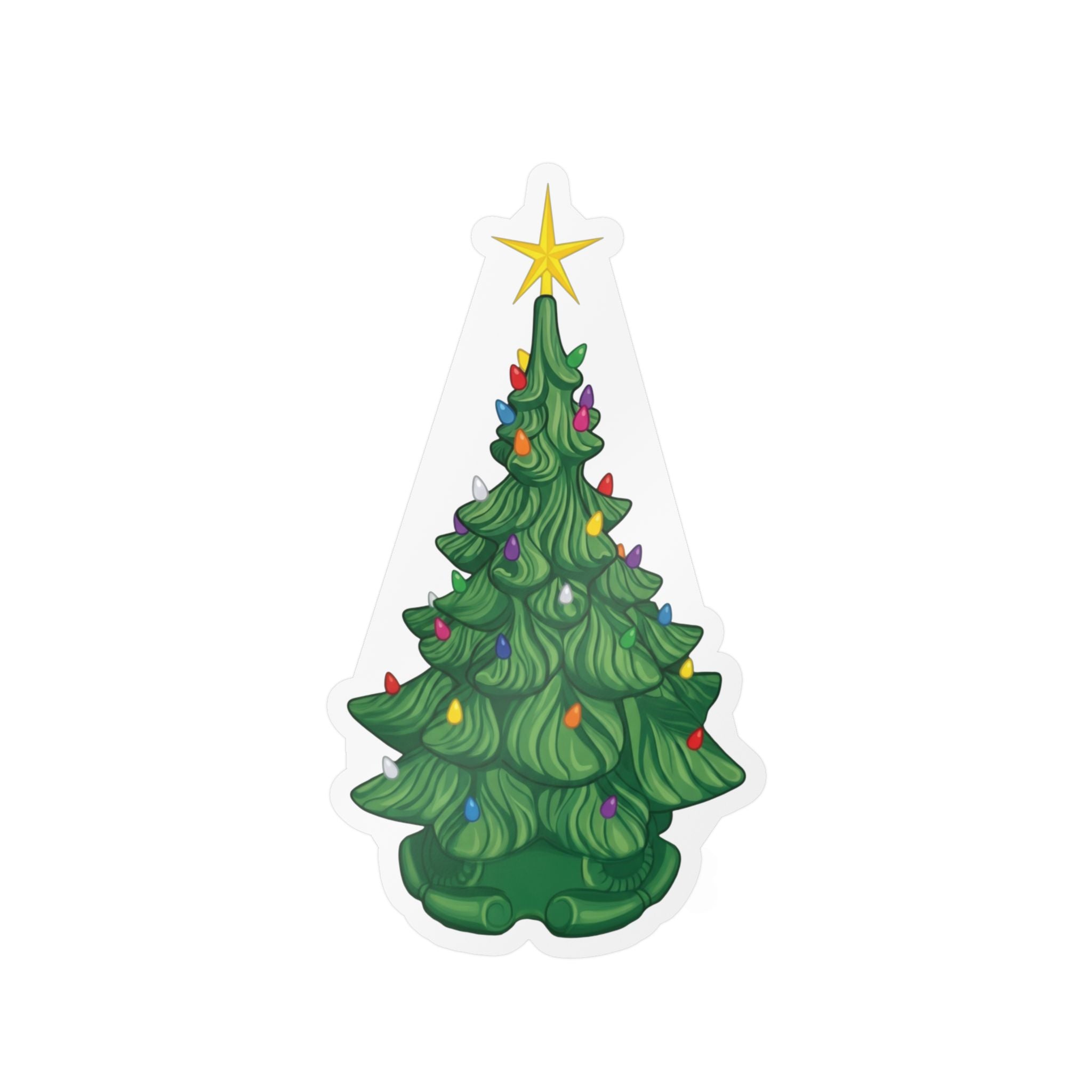 Vintage Ceramic Christmas Tree Sticker — Kiss-Cut Vinyl Decal for Laptops, Water Bottles & Windows