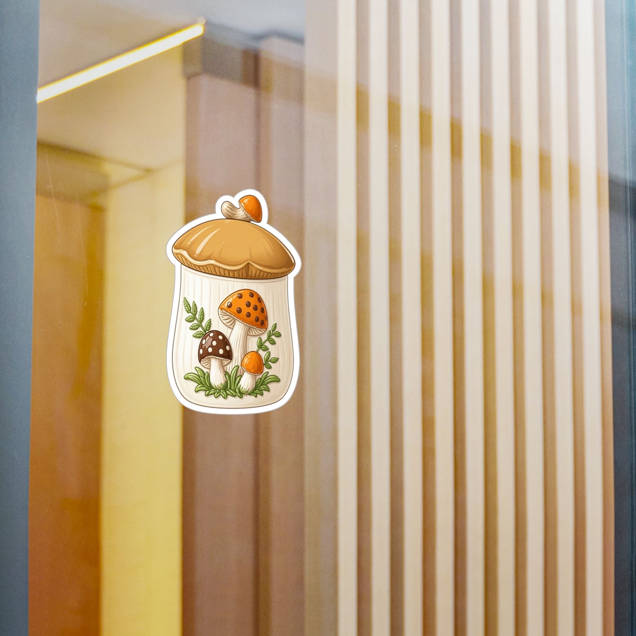Mushroom Jar Vinyl Sticker — Kiss-Cut Mushroom Decal for Laptops, Water Bottles & Windows