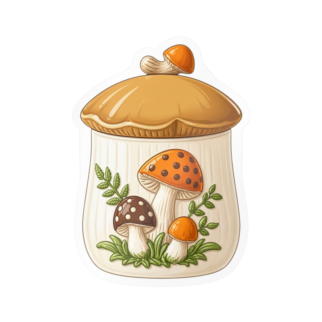 Mushroom Jar Vinyl Sticker — Kiss-Cut Mushroom Decal for Laptops, Water Bottles & Windows