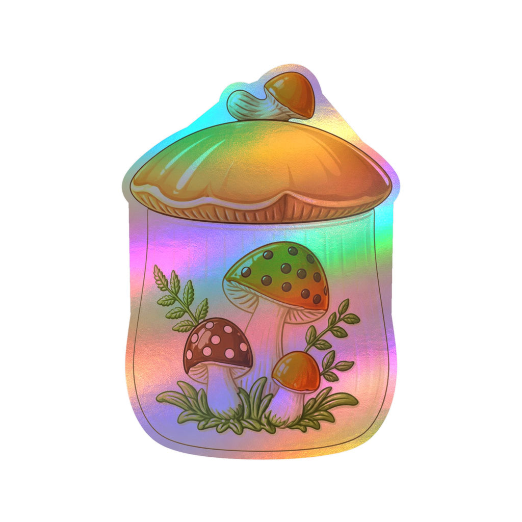 Mushroom Jar Vinyl Sticker — Kiss-Cut Mushroom Decal for Laptops, Water Bottles & Windows