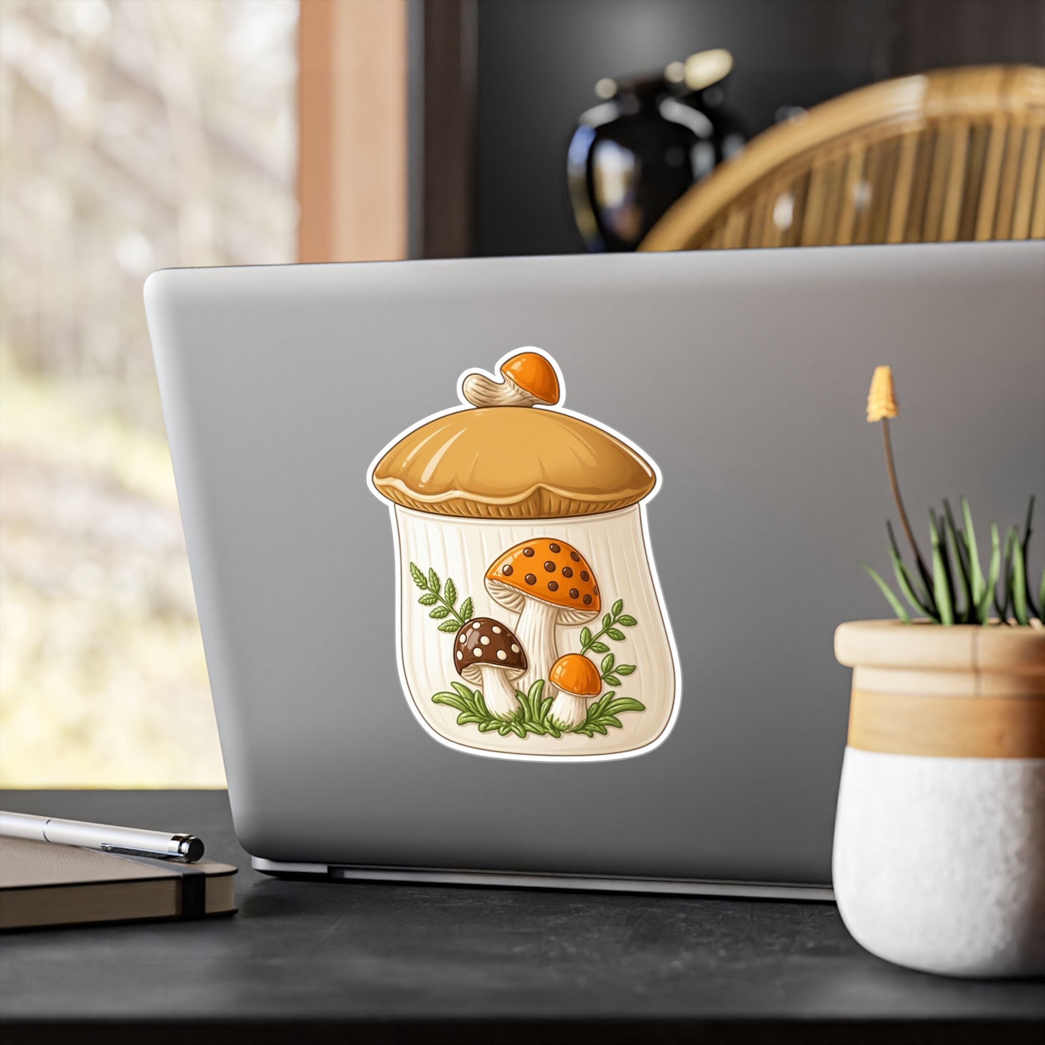 Mushroom Jar Vinyl Sticker — Kiss-Cut Mushroom Decal for Laptops, Water Bottles & Windows