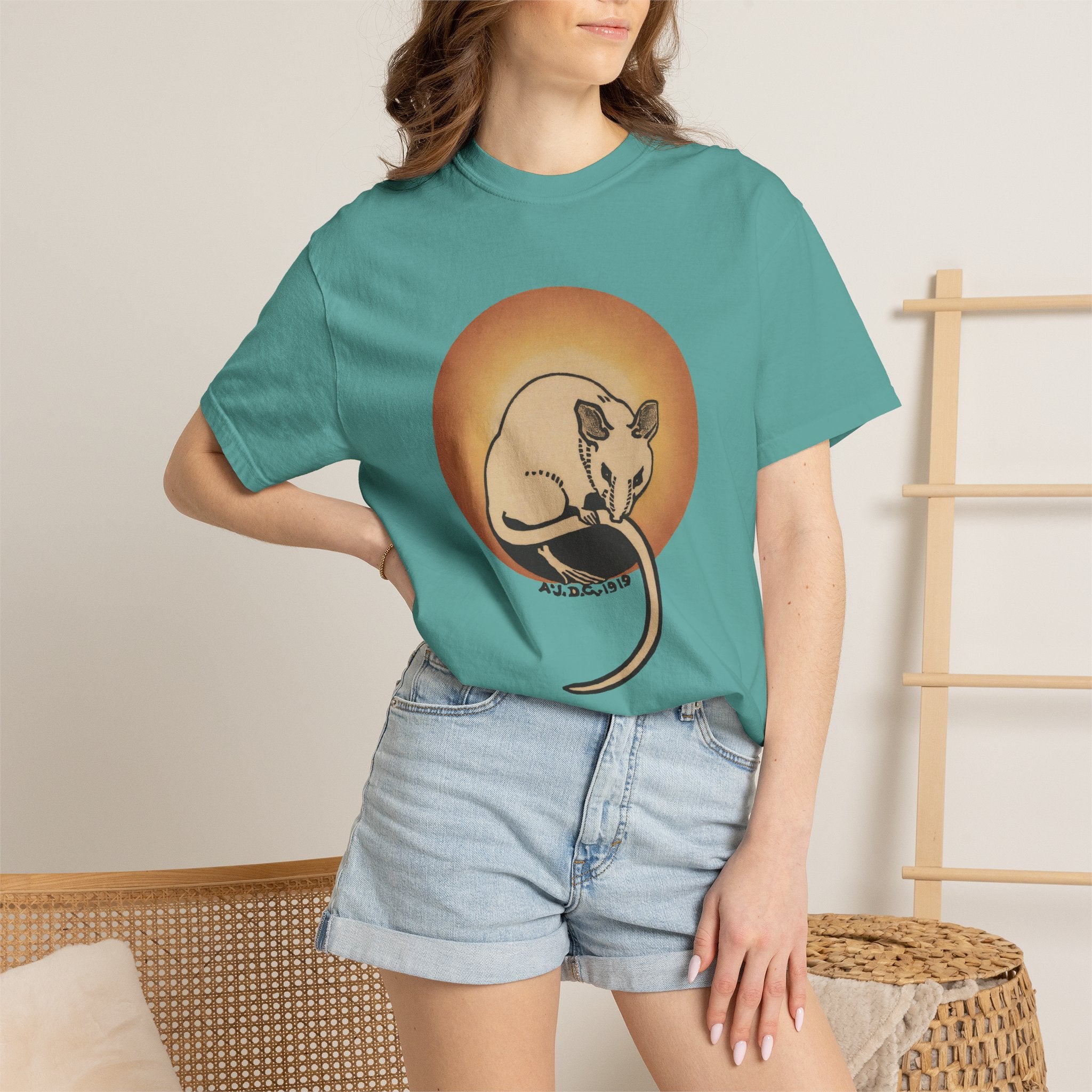 Sleeping Rat Graphic T-Shirt — Vintage Sunset Rodent Tee