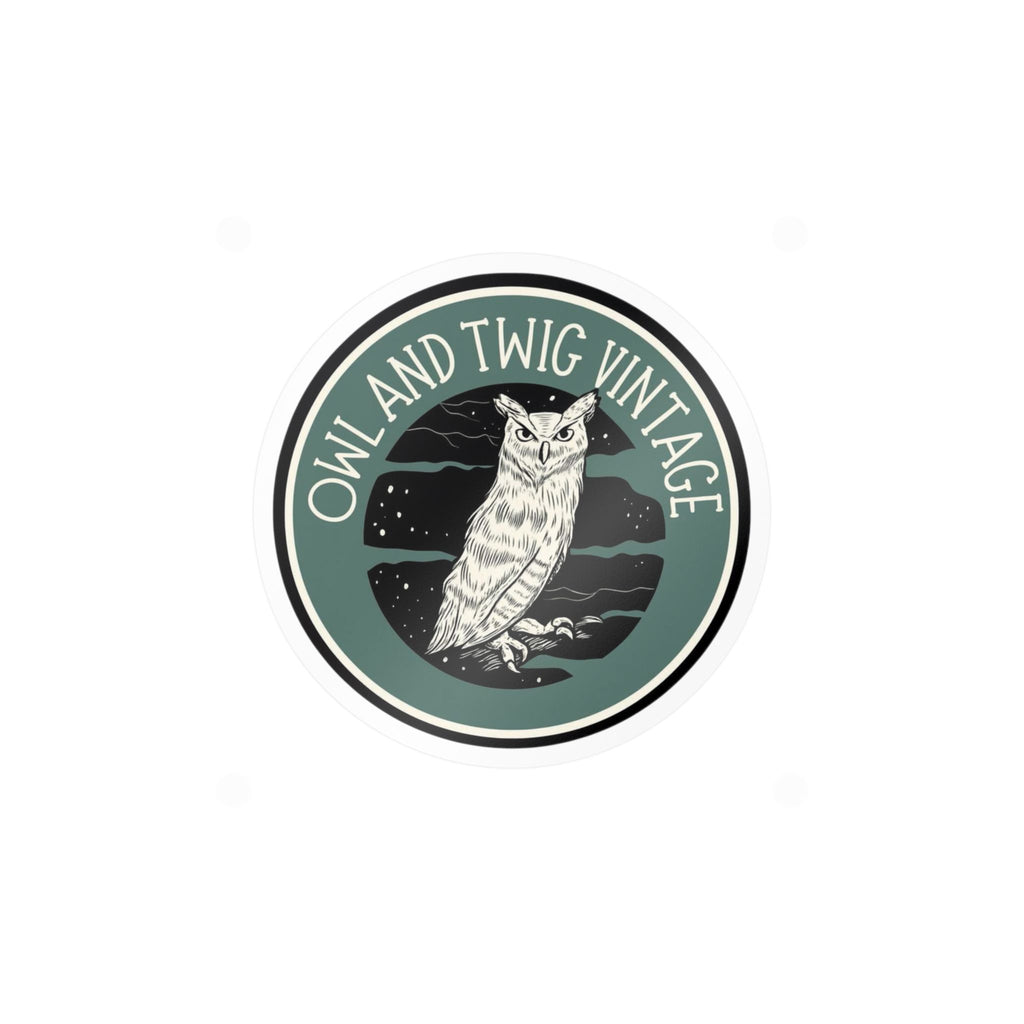 Owl and Twig Vintage Kiss-Cut Vinyl Decal — Retro Owl Logo Sticker for Laptops, Water Bottles & Windows