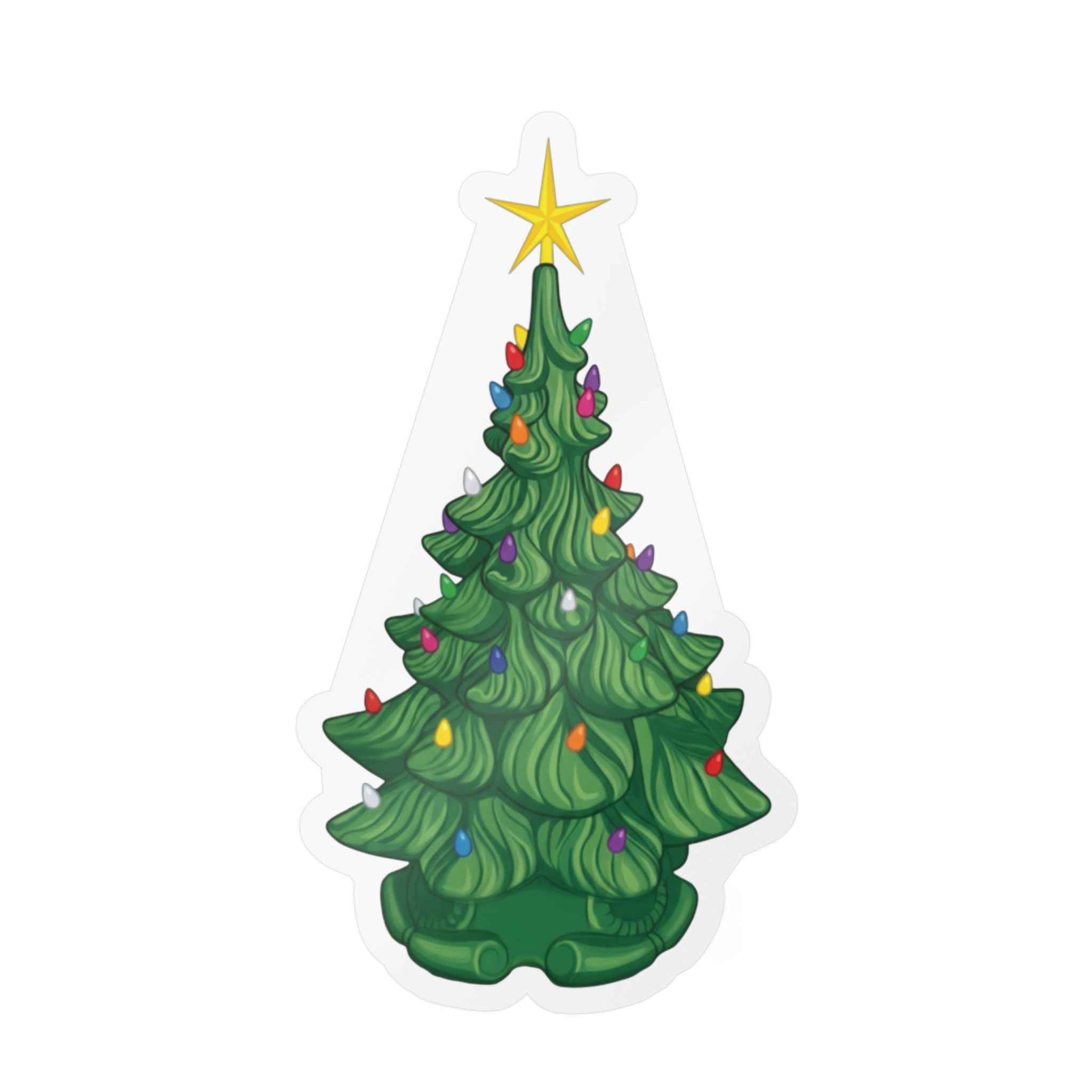 Vintage Ceramic Christmas Tree Sticker — Kiss-Cut Vinyl Decal for Laptops, Water Bottles & Windows