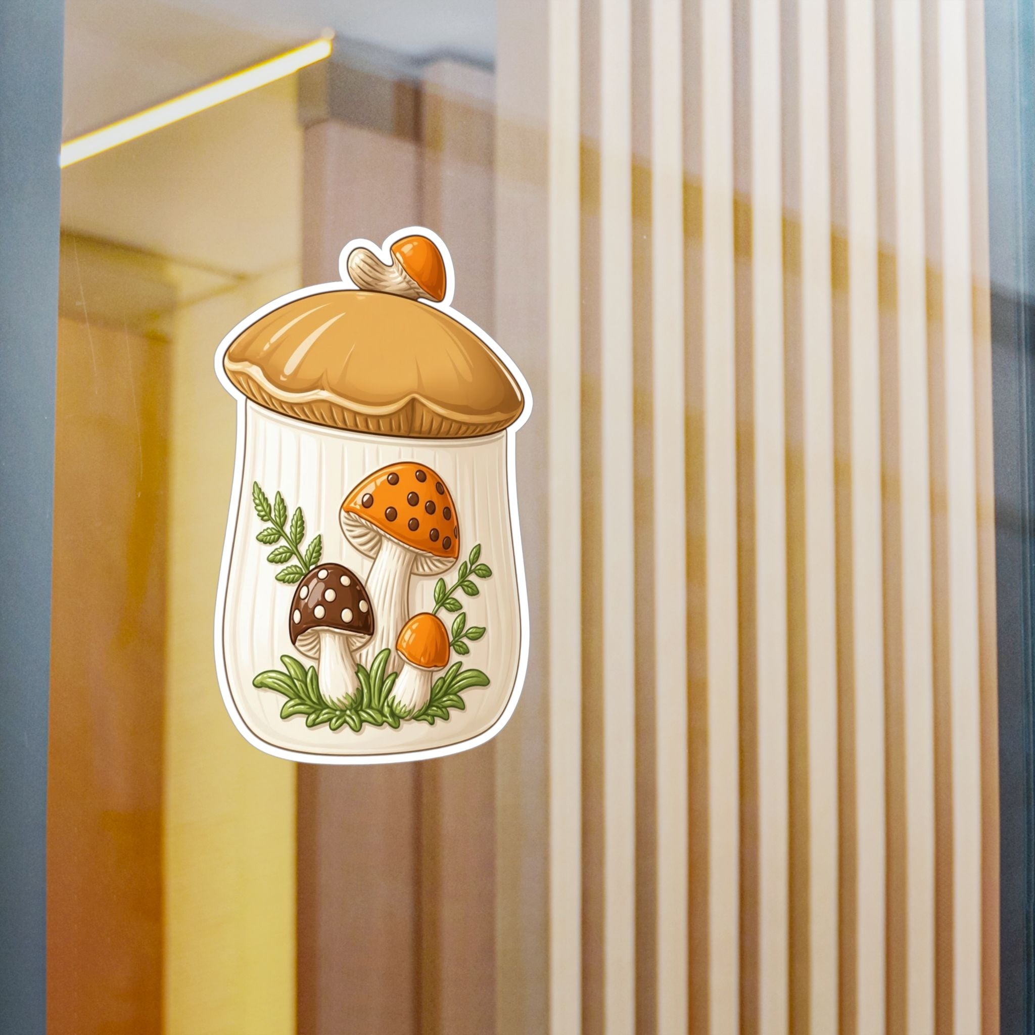 Mushroom Jar Vinyl Sticker — Kiss-Cut Mushroom Decal for Laptops, Water Bottles & Windows