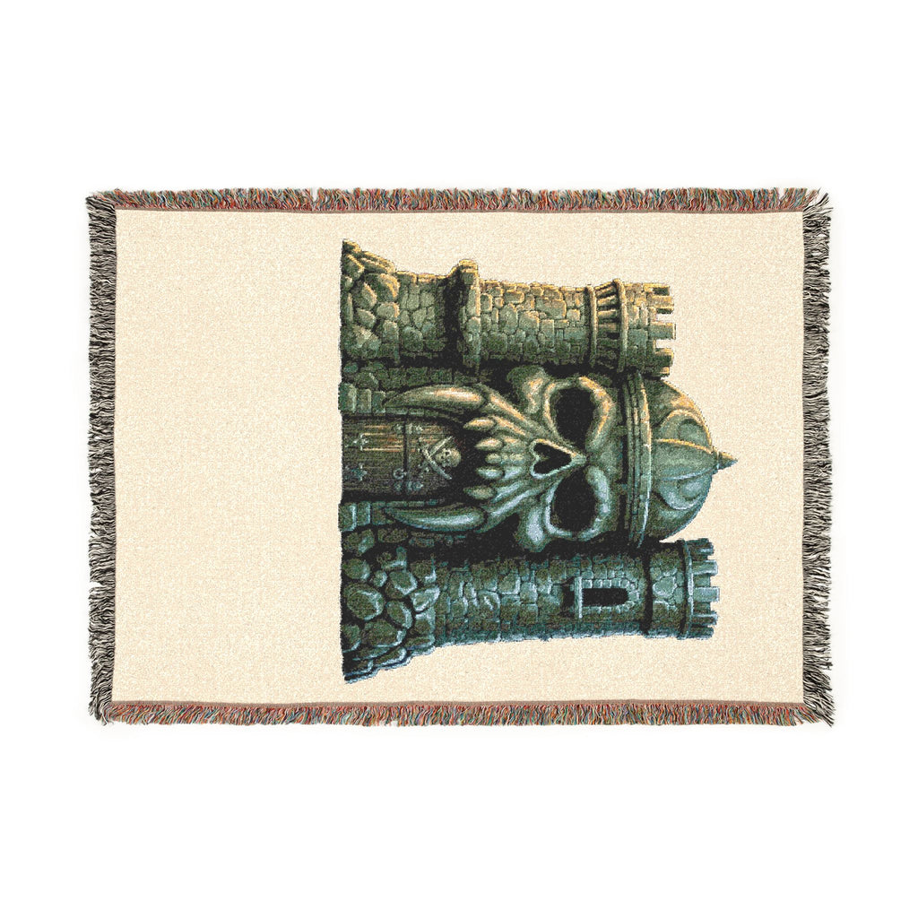Skull Castle Woven Blanket — Gothic Medieval Throw for Home Decor