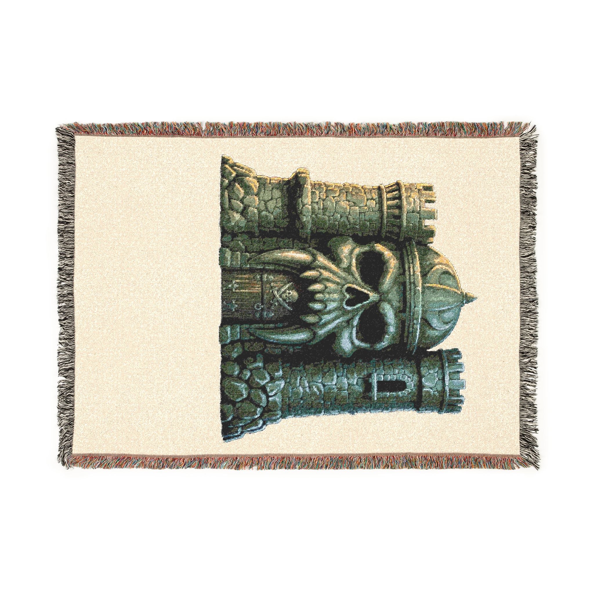 Skull Castle Woven Blanket — Gothic Medieval Throw for Home Decor