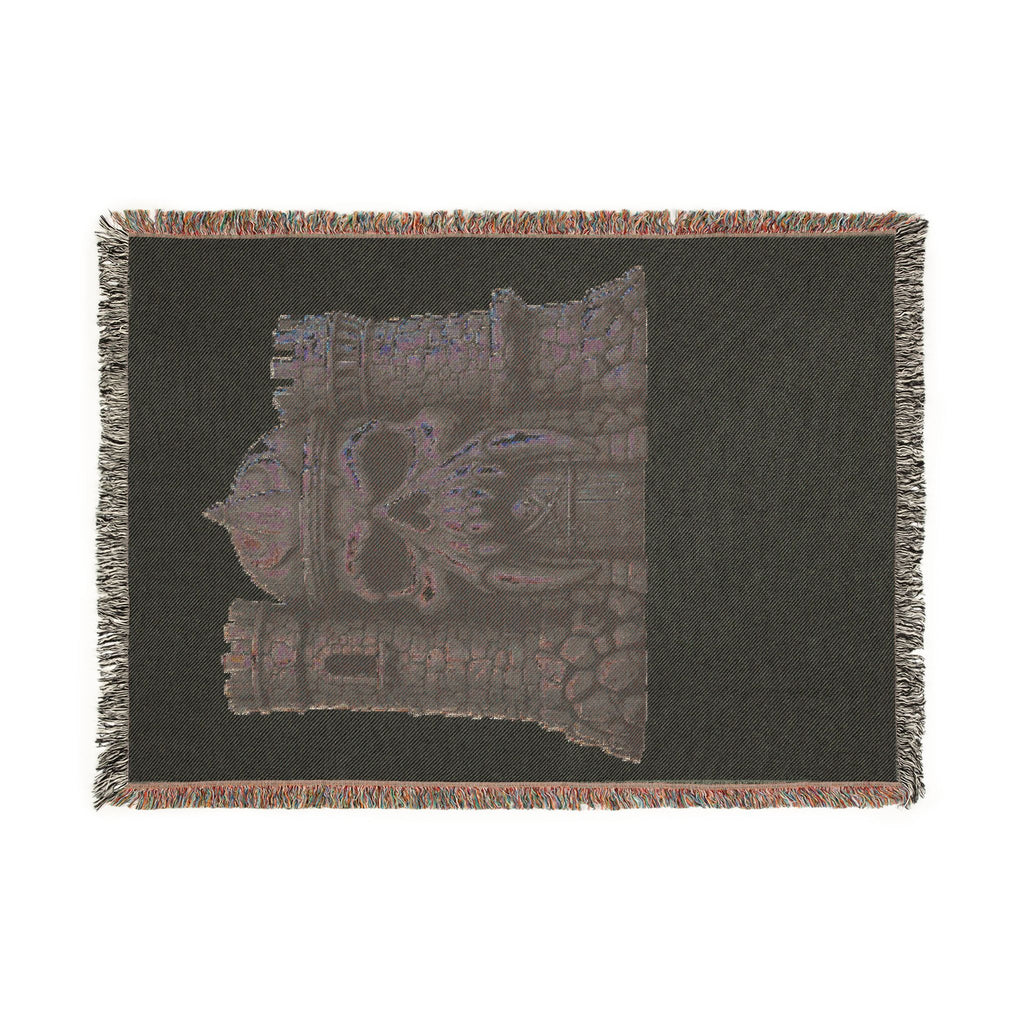 Skull Castle Woven Blanket — Gothic Medieval Throw for Home Decor