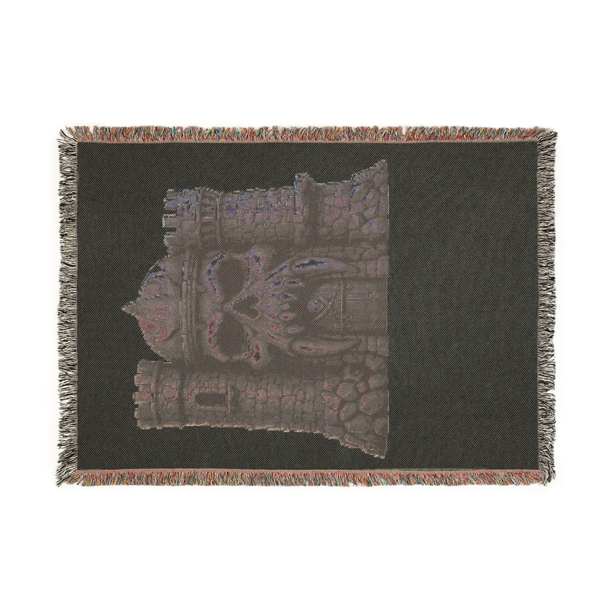 Skull Castle Woven Blanket — Gothic Medieval Throw for Home Decor