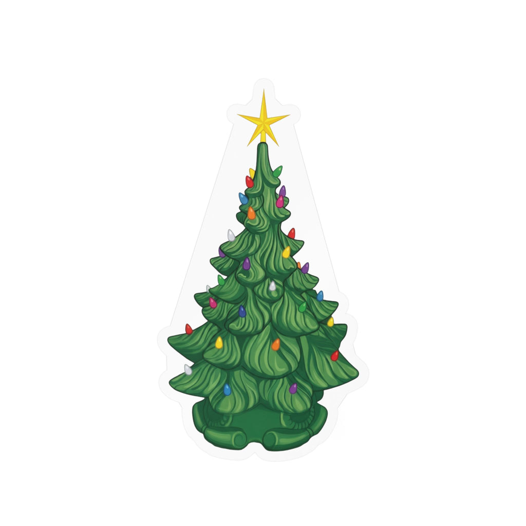 Vintage Ceramic Christmas Tree Sticker — Kiss-Cut Vinyl Decal for Laptops, Water Bottles & Windows