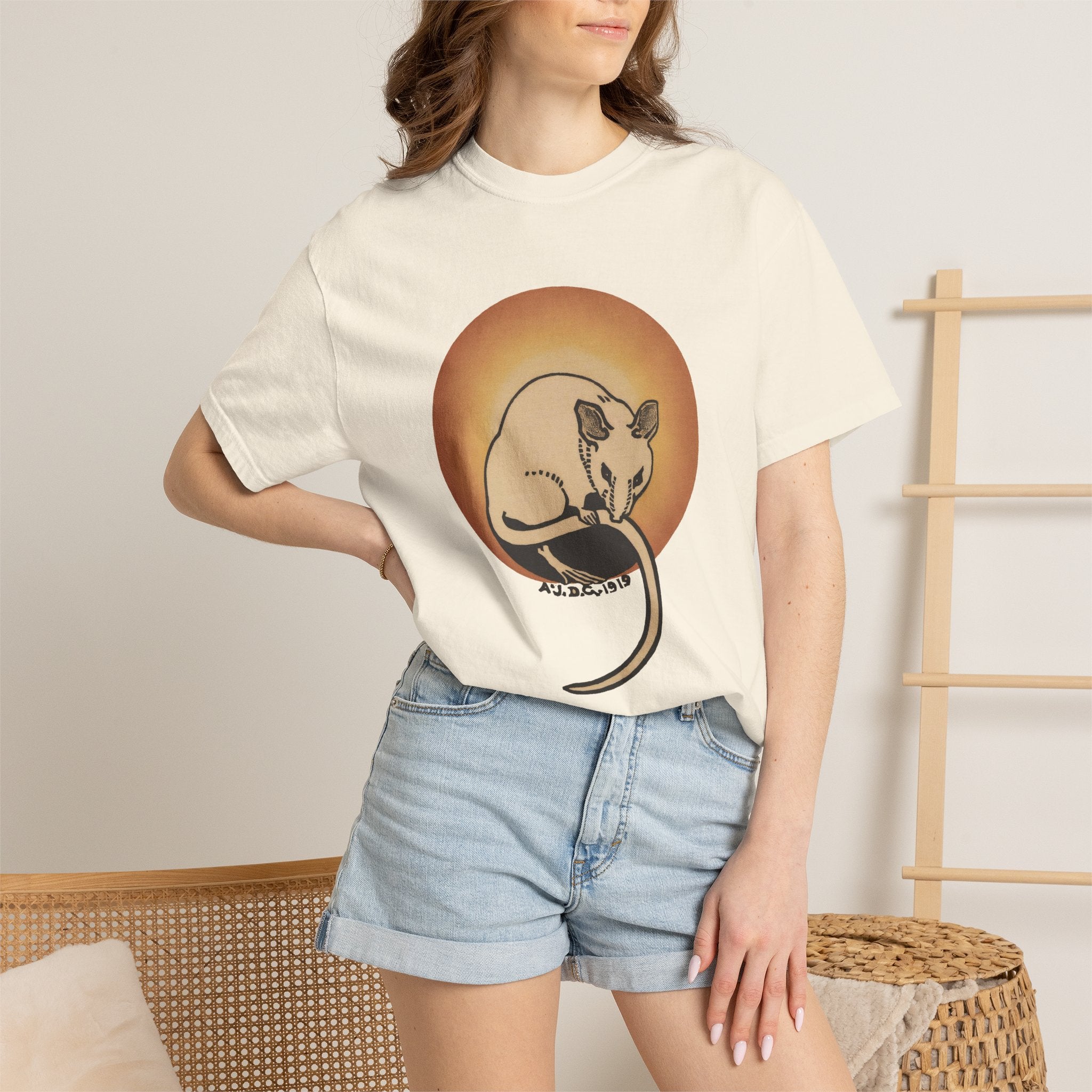 Sleeping Rat Graphic T-Shirt — Vintage Sunset Rodent Tee