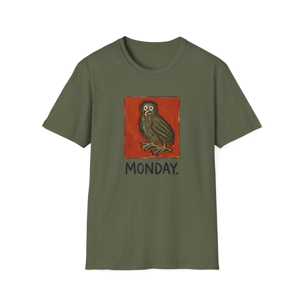 Monday Owl T‑Shirt – Funny Moody Bird Graphic Tee
