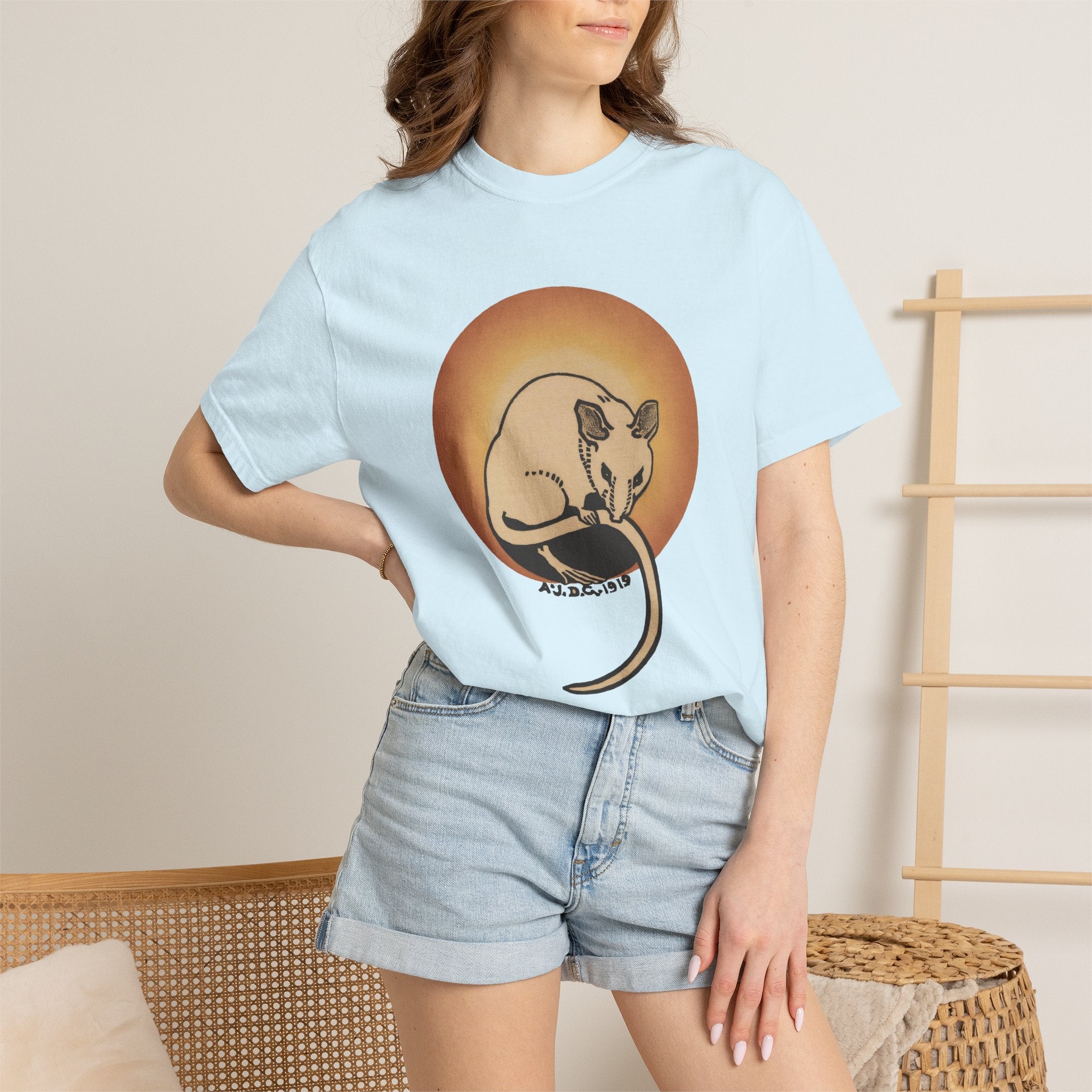 Sleeping Rat Graphic T-Shirt — Vintage Sunset Rodent Tee