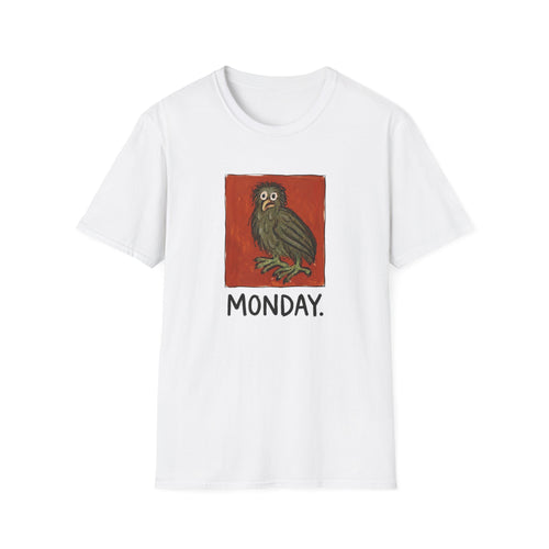 Monday Owl T‑Shirt – Funny Moody Bird Graphic Tee