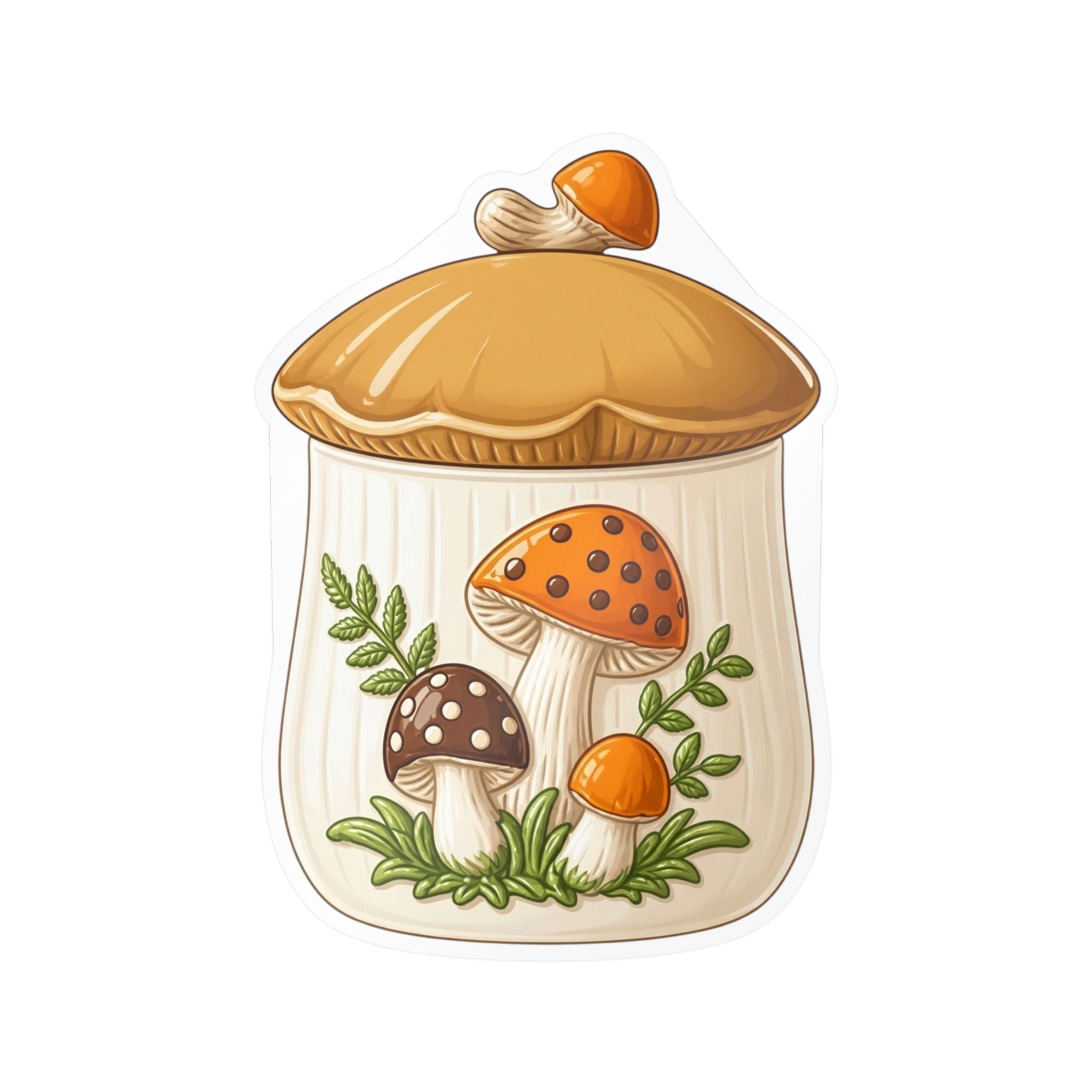 Mushroom Jar Vinyl Sticker — Kiss-Cut Mushroom Decal for Laptops, Water Bottles & Windows