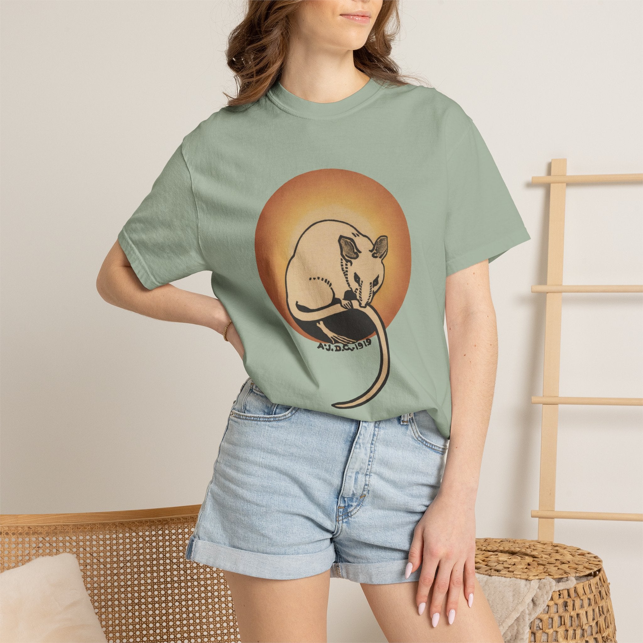 Sleeping Rat Graphic T-Shirt — Vintage Sunset Rodent Tee
