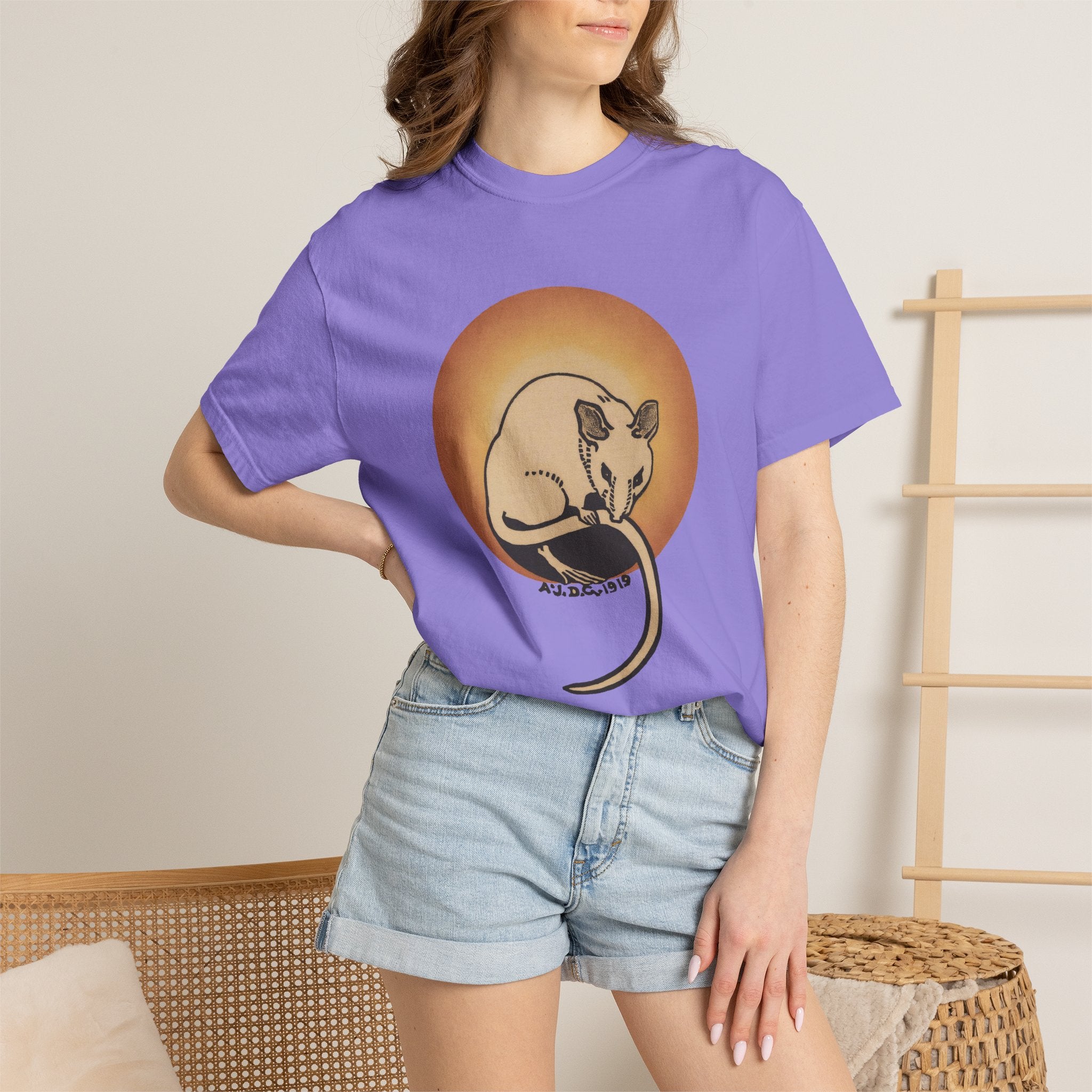 Sleeping Rat Graphic T-Shirt — Vintage Sunset Rodent Tee