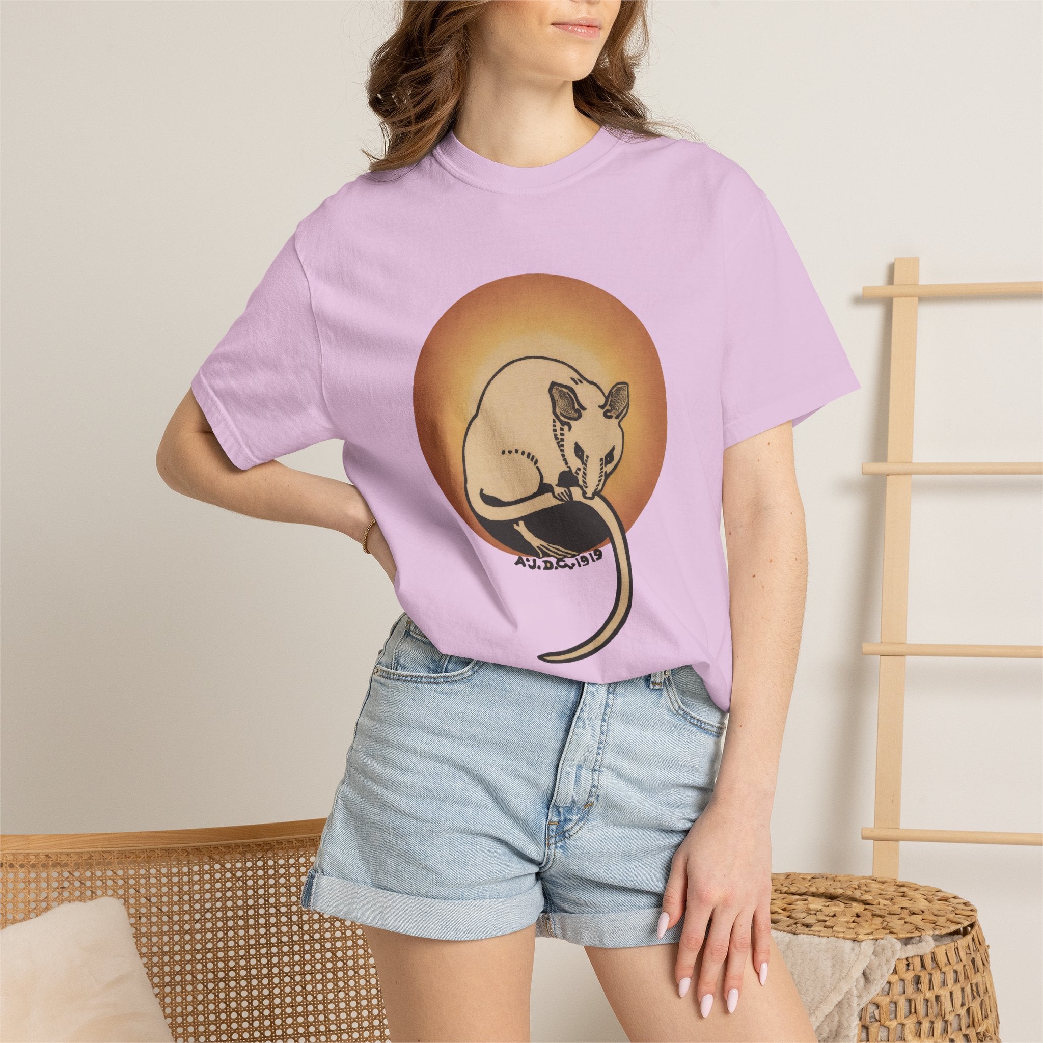 Sleeping Rat Graphic T-Shirt — Vintage Sunset Rodent Tee