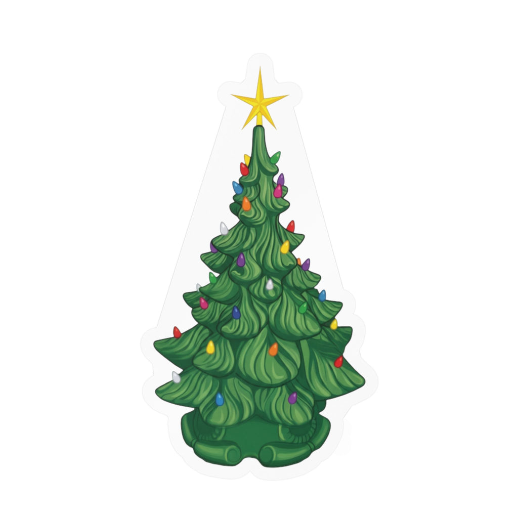 Vintage Ceramic Christmas Tree Sticker — Kiss-Cut Vinyl Decal for Laptops, Water Bottles & Windows