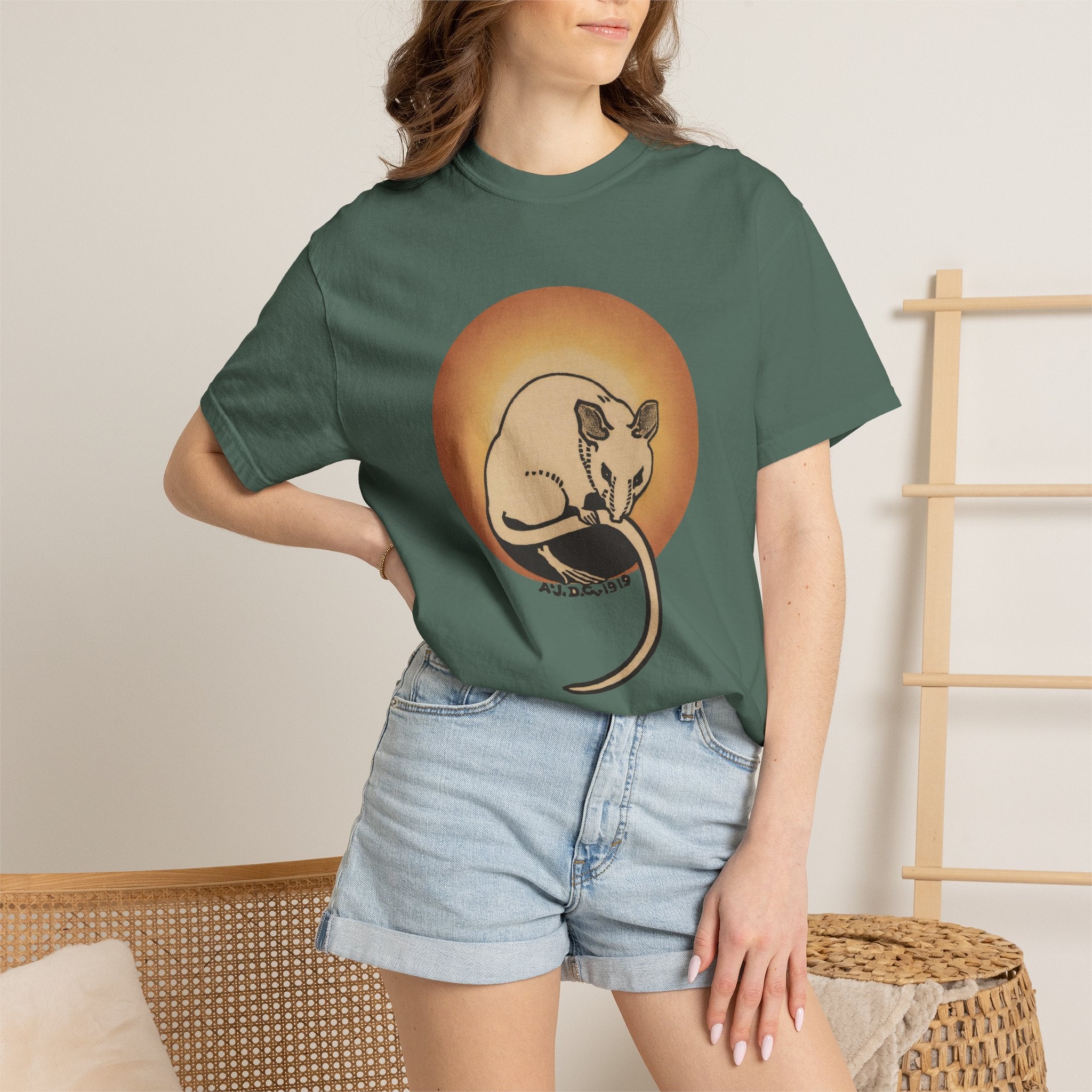 Sleeping Rat Graphic T-Shirt — Vintage Sunset Rodent Tee