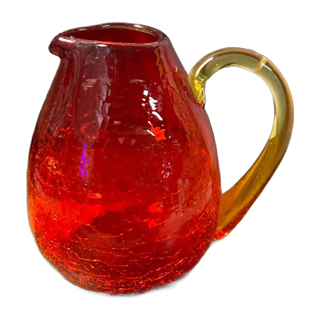 Amberina Crackle Glass Pitcher — Glows Under UV Blacklight