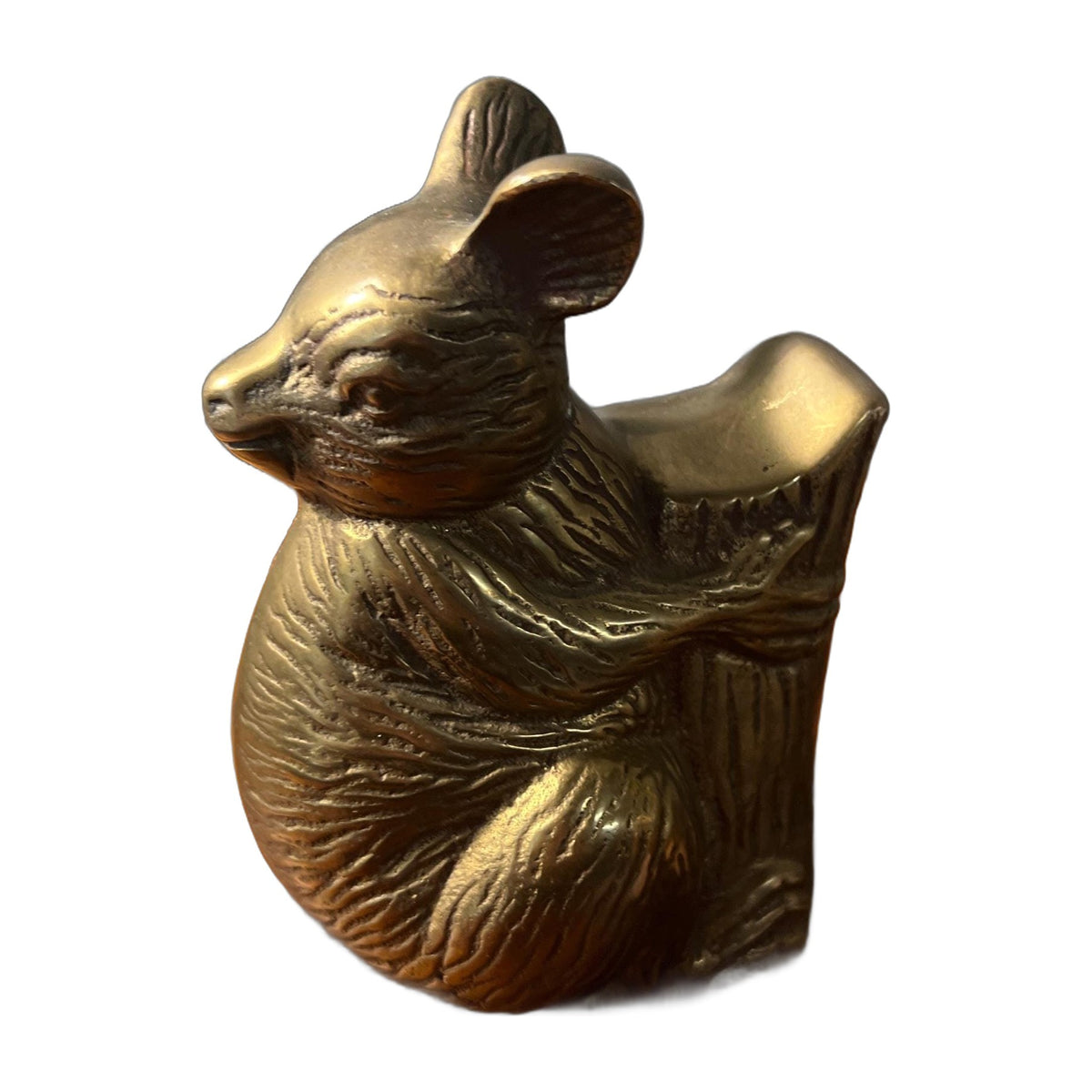 Brass Koala Bears Sitting On Tree Branch Vintage Figurine Mother With Joey