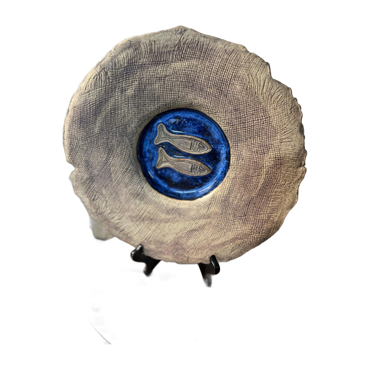 Ceramic Fish Glossy Pottery Platter Gray Brown Decorative