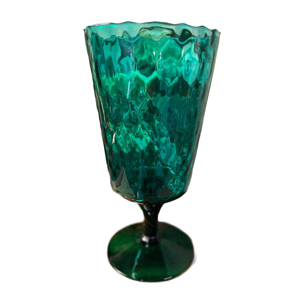 Empoli Emerald Green Tall Vase Hand Blown Optic Glass MCM 11