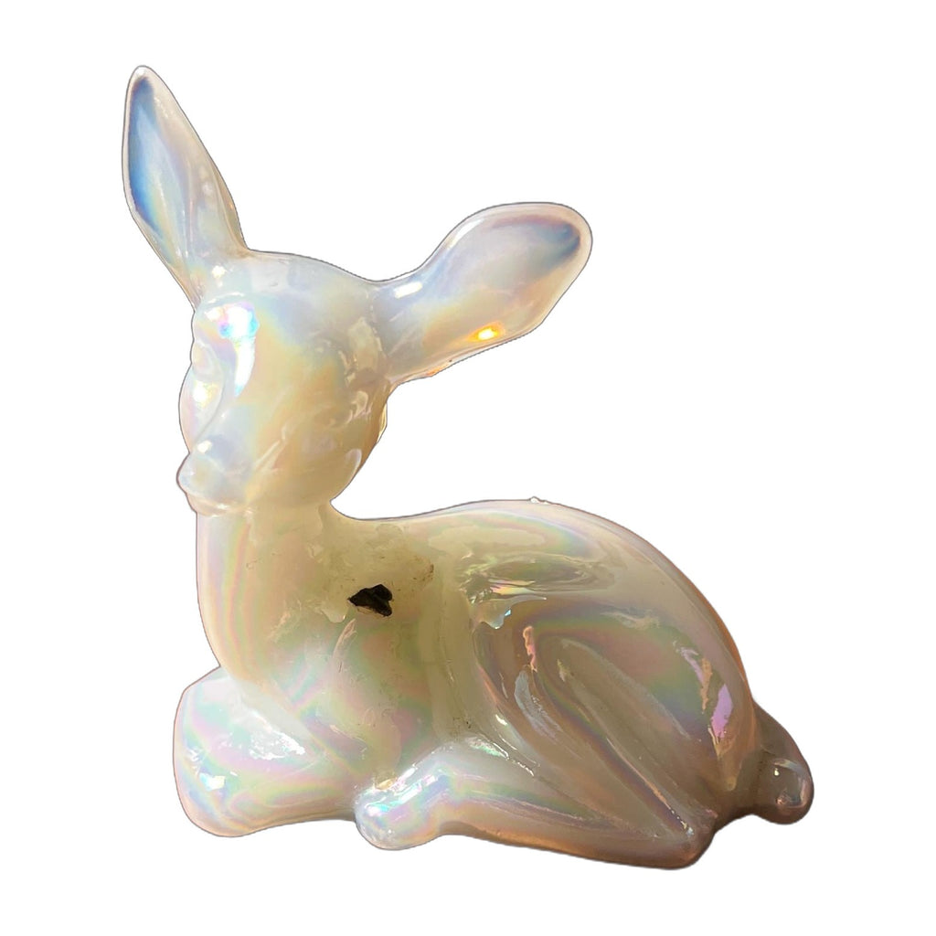 Fenton Iridescent Opalescent Fawn Deer Doe Art Glass