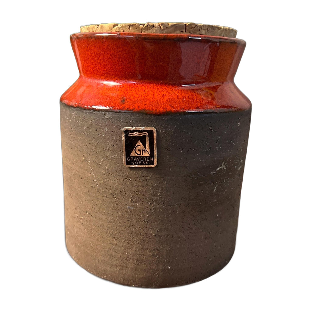 Graveren Norsk Pottery Vase Norway Ceramic Mid Century Scandinavian lava