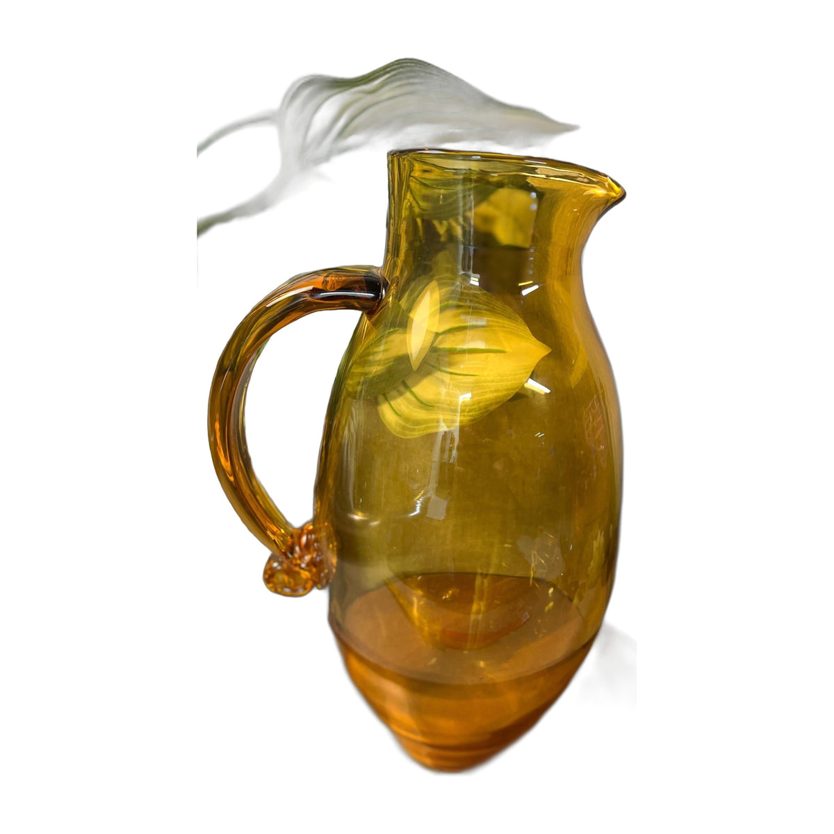 Handblown Amber Glass Pitcher/water Jug with pontil