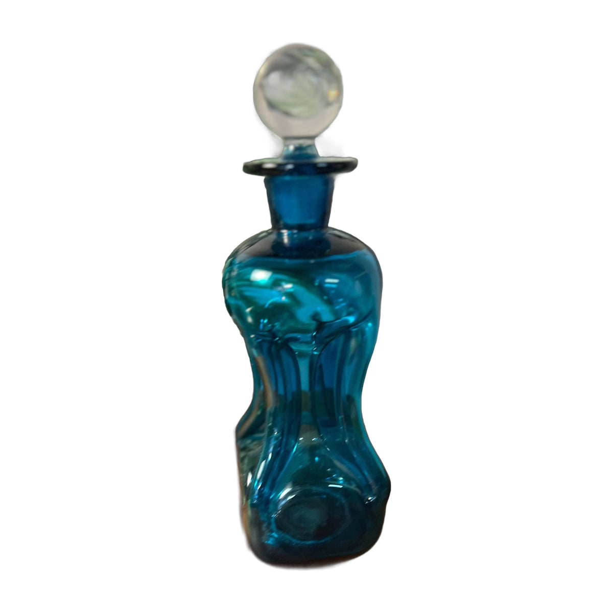 Holmegaard / Kastrup Glassworks Kluk Kluk Decanter in Blue Glass with Clear Stopper