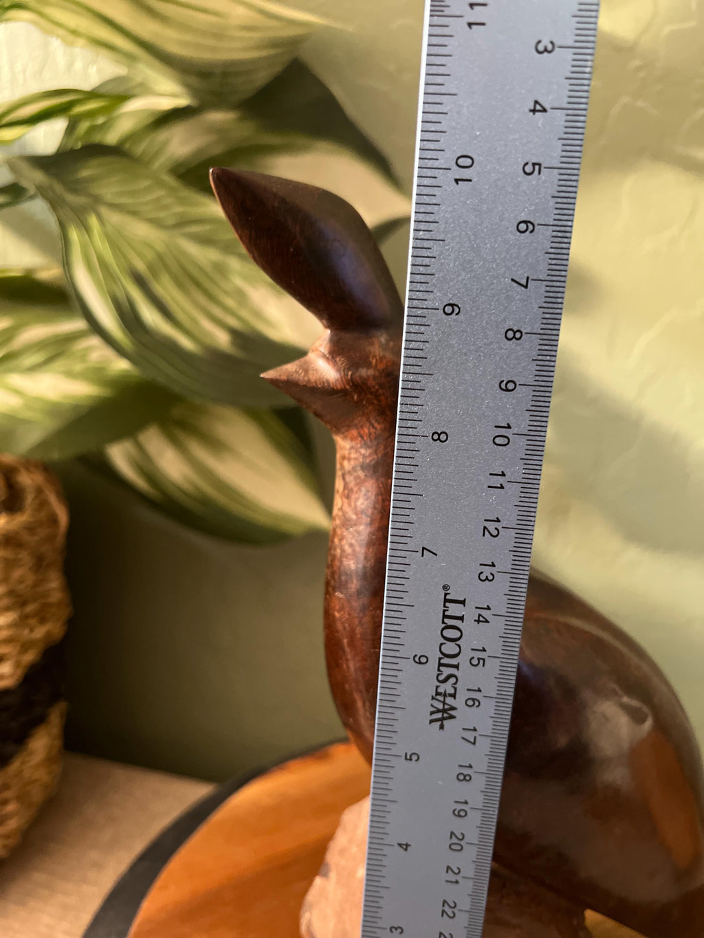 VTG MCM Large Ironwood Quail Sculpture On Block Wood 10"H Hand Carved Bird