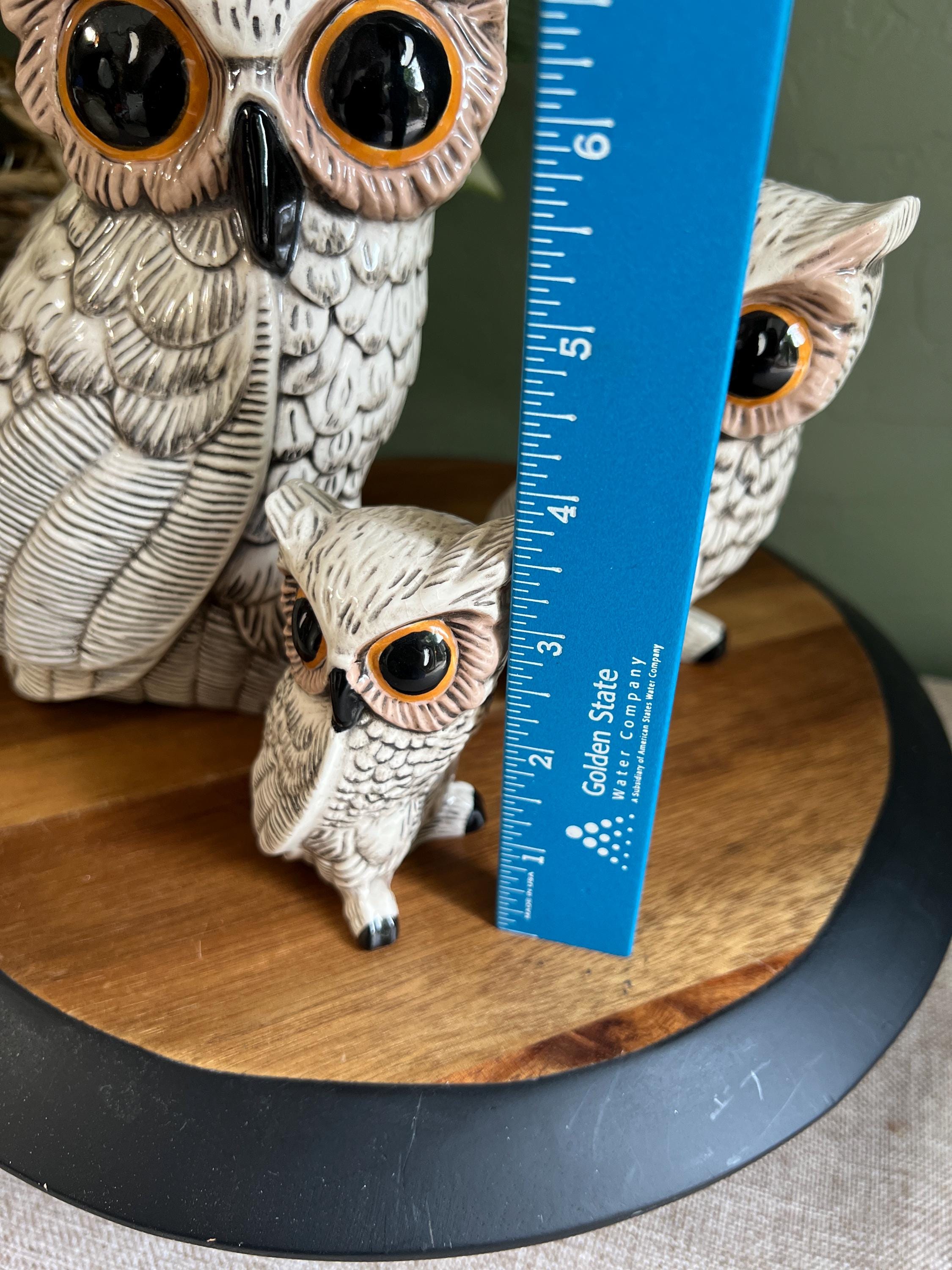 Vintage duo of Owls Pottery MCM ceramic hand made missing smallest one