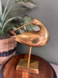 Solid Brass 1960's Curlew Bird Sculpture Korea
