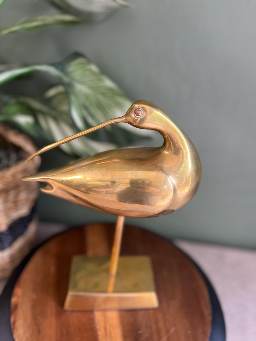 Solid Brass 1960's Curlew Bird Sculpture Korea