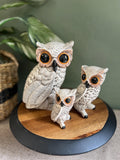 Vintage duo of Owls Pottery MCM ceramic hand made missing smallest one