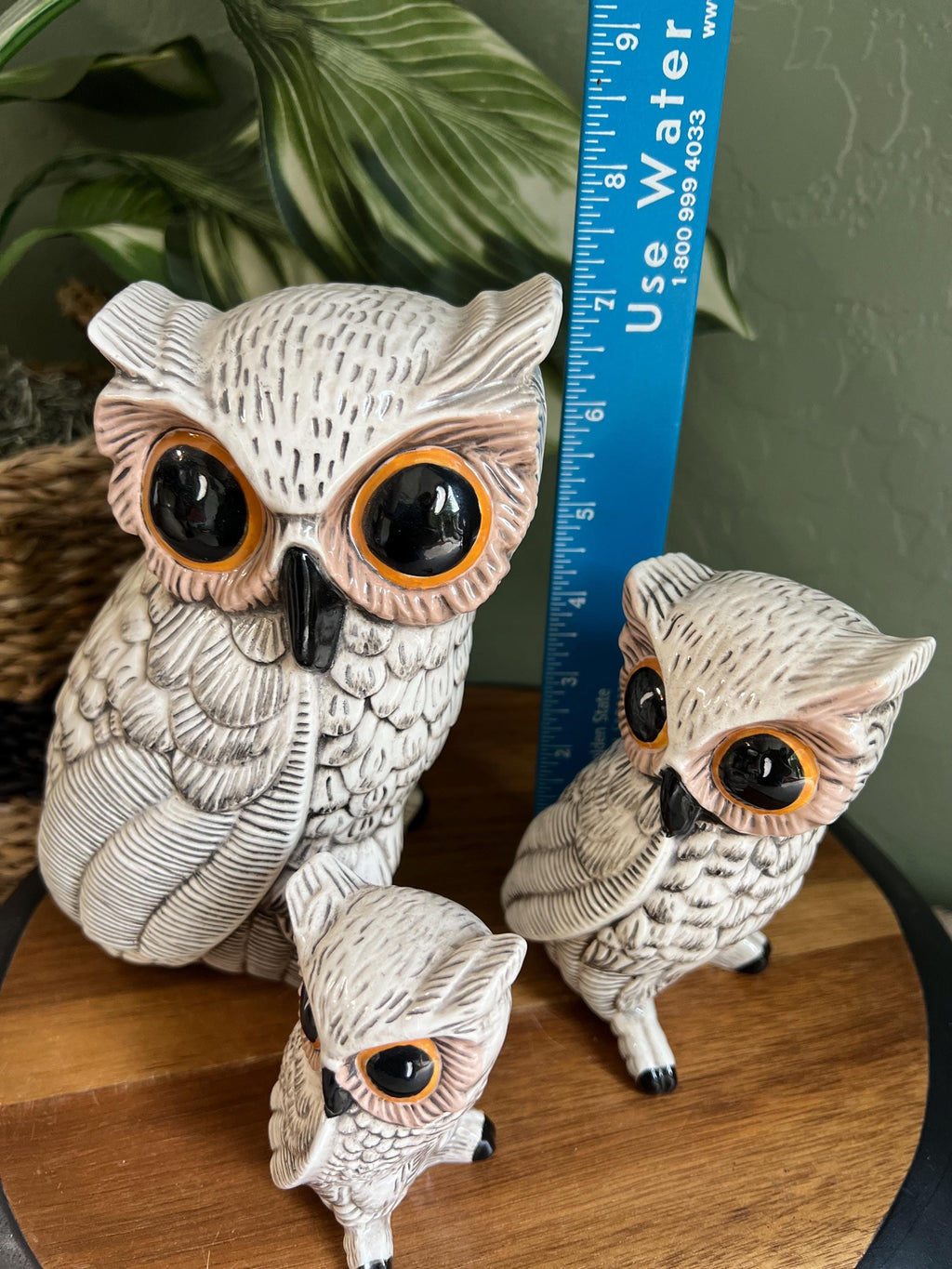 Vintage duo of Owls Pottery MCM ceramic hand made missing smallest one