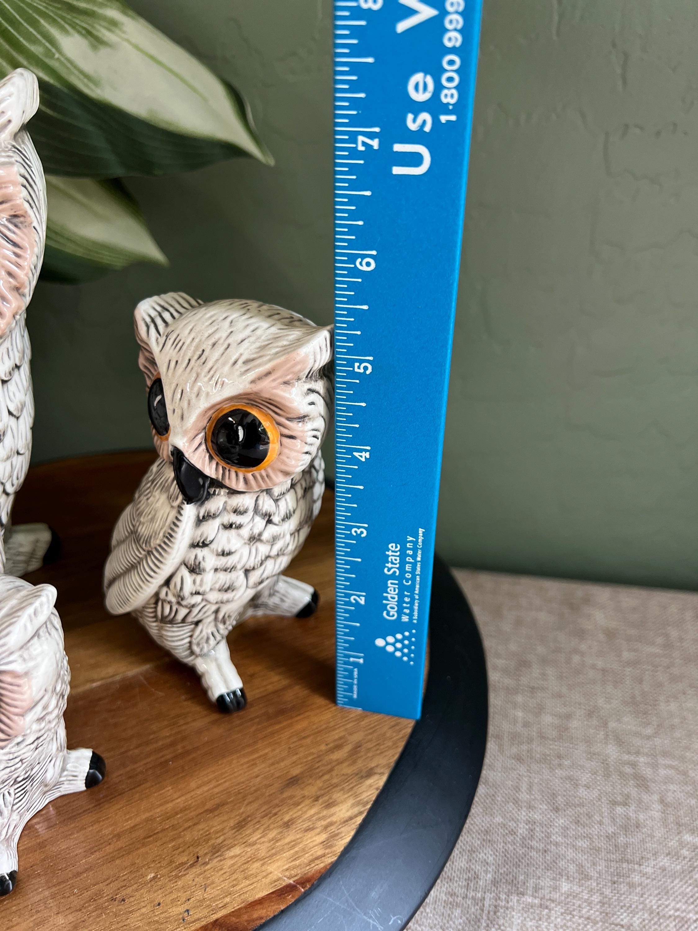Vintage duo of Owls Pottery MCM ceramic hand made missing smallest one
